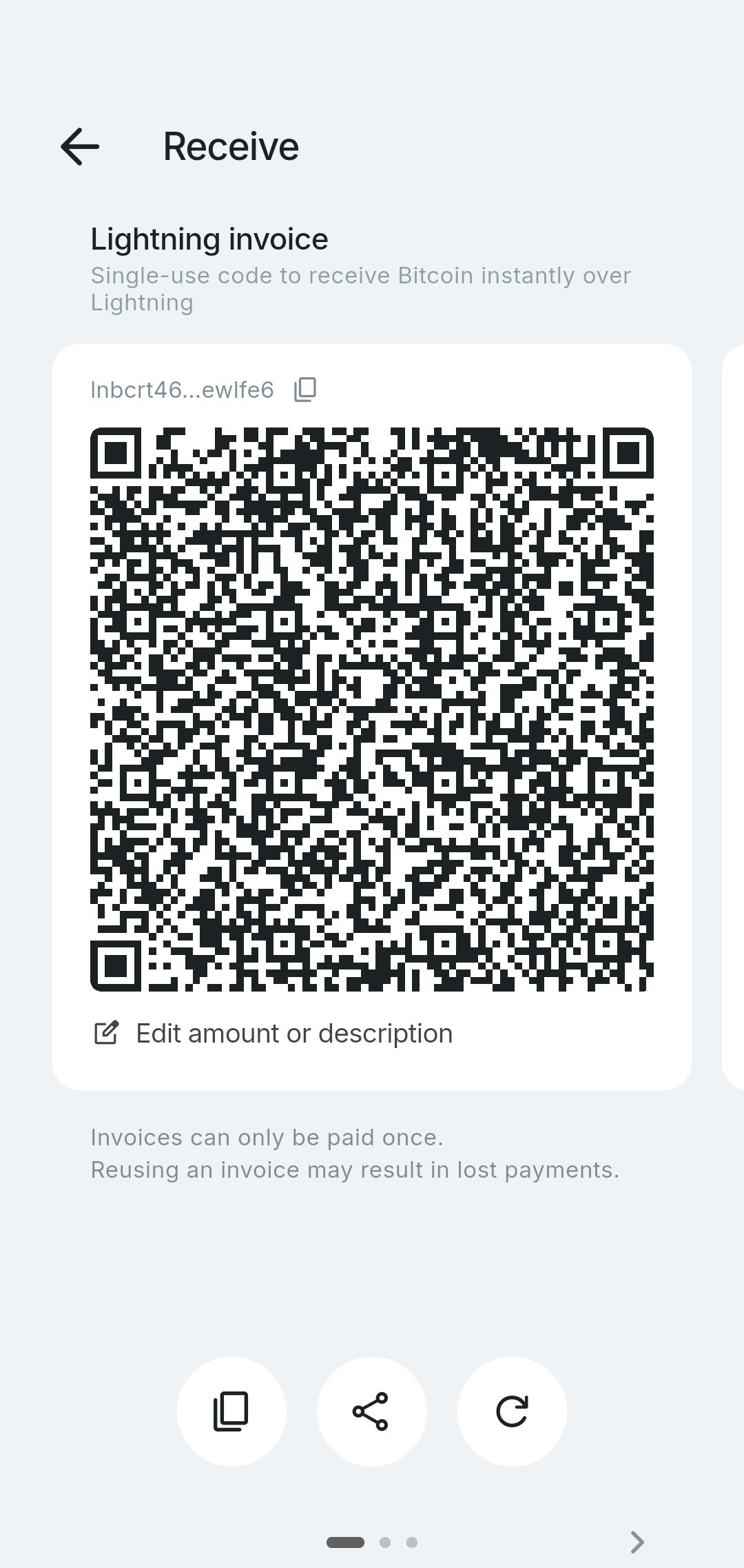 Lightning invoice
